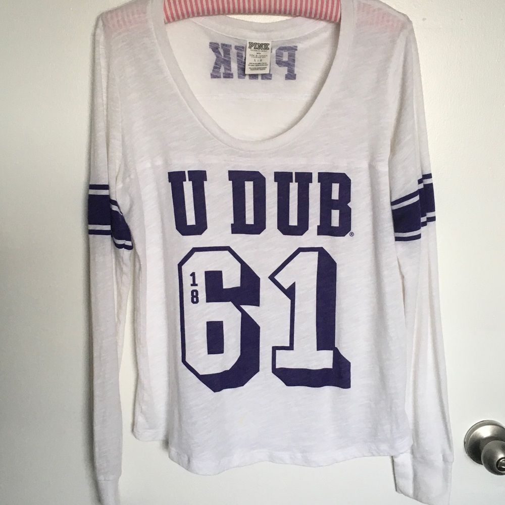 Victoria's Secret PINK White Tee with Purple Graphic 105